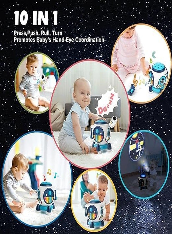 Black Foru Baby Musical Toys for Toddlers 1-3, Light up Music Crawling Toy Infants 6 to 12 Months Baby Development Sensory with Piano Keyboard/Projection Flashlight/Birthday Gifts for Kids - Image 3